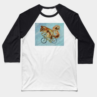 Squirrel On Bike (blue background) Baseball T-Shirt